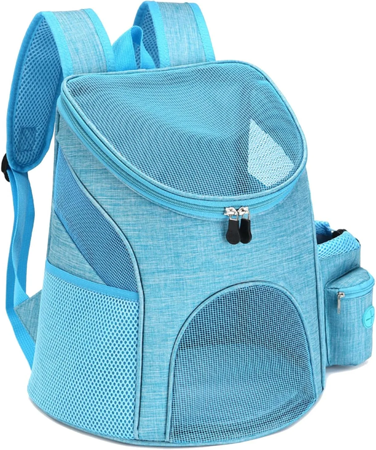 کیف حمل حیوانات خانگی توری تنفسی تاشو با جیب خوراکی قابل حمل مناسب سفر، پیاده روی و کمپینگ، آبی روشن، حیوانات خانگی کوچک