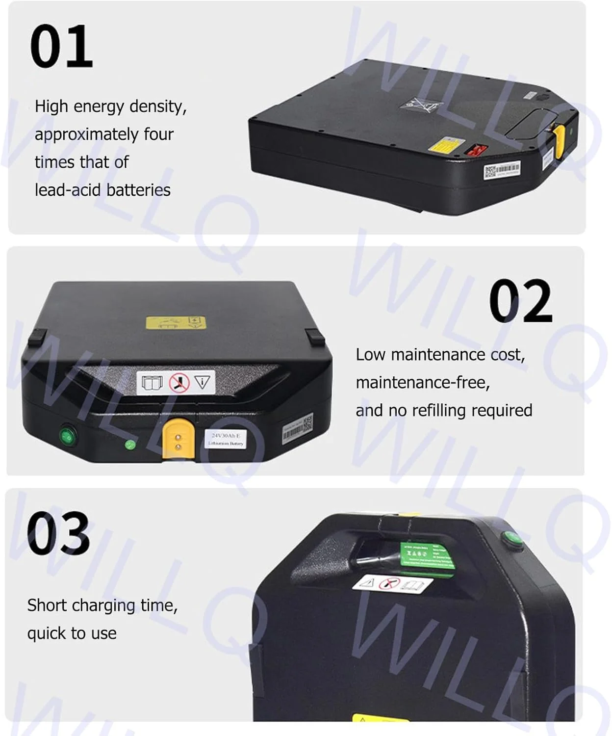 باطری لیتیوم-یونی 24 ولت 20 آمپر ساعت 30 آمپر ساعت 50 آمپر ساعت / باطری LiFePO4 48 ولت 20 آمپر ساعت جایگزین برای لوازم جانبی جک پالت برقی PTE15Q-A/PTE20Q-A، 24v50ah