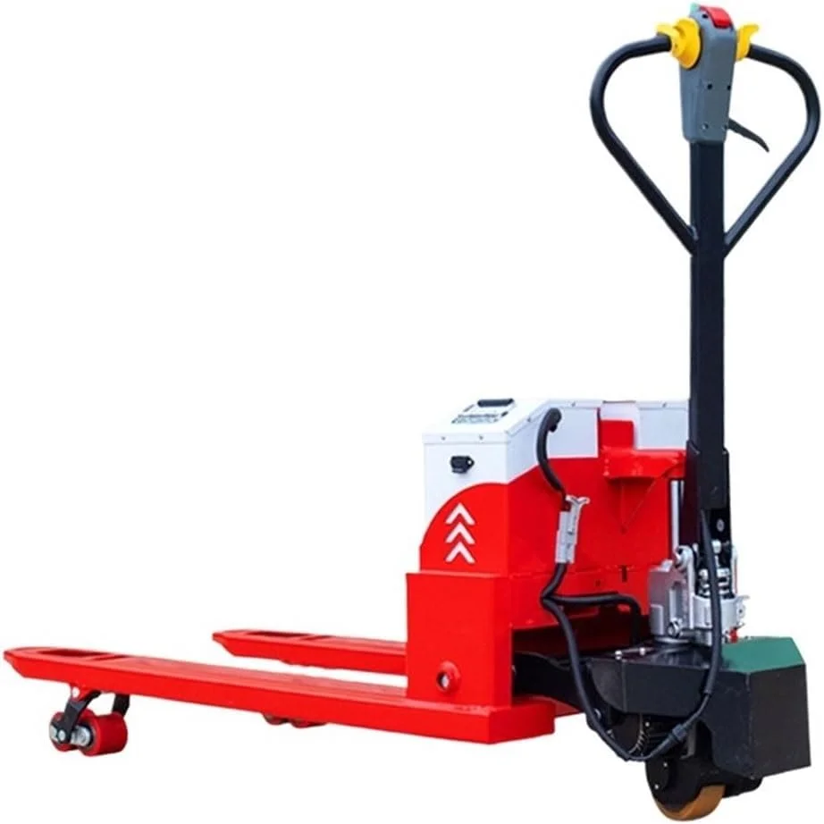 جک پالت برقی کامل لیتیومی، جک پالت واکی برقی با ظرفیت 2000 کیلوگرم و ابعاد شاخک 115 × 55 سانتیمتر، مناسب برای جابجایی مواد