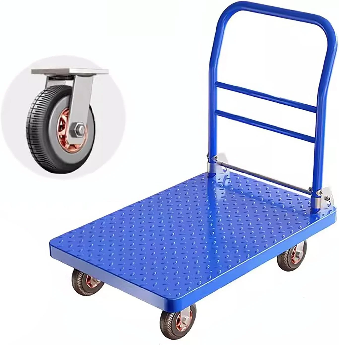 چرخ دستی حمل بار، چرخ دستی سکوی تاشو، چرخ دستی تخت متحرک برای خانه، باغ، اداره، کارگاه (90x60x85 سانتی متر)