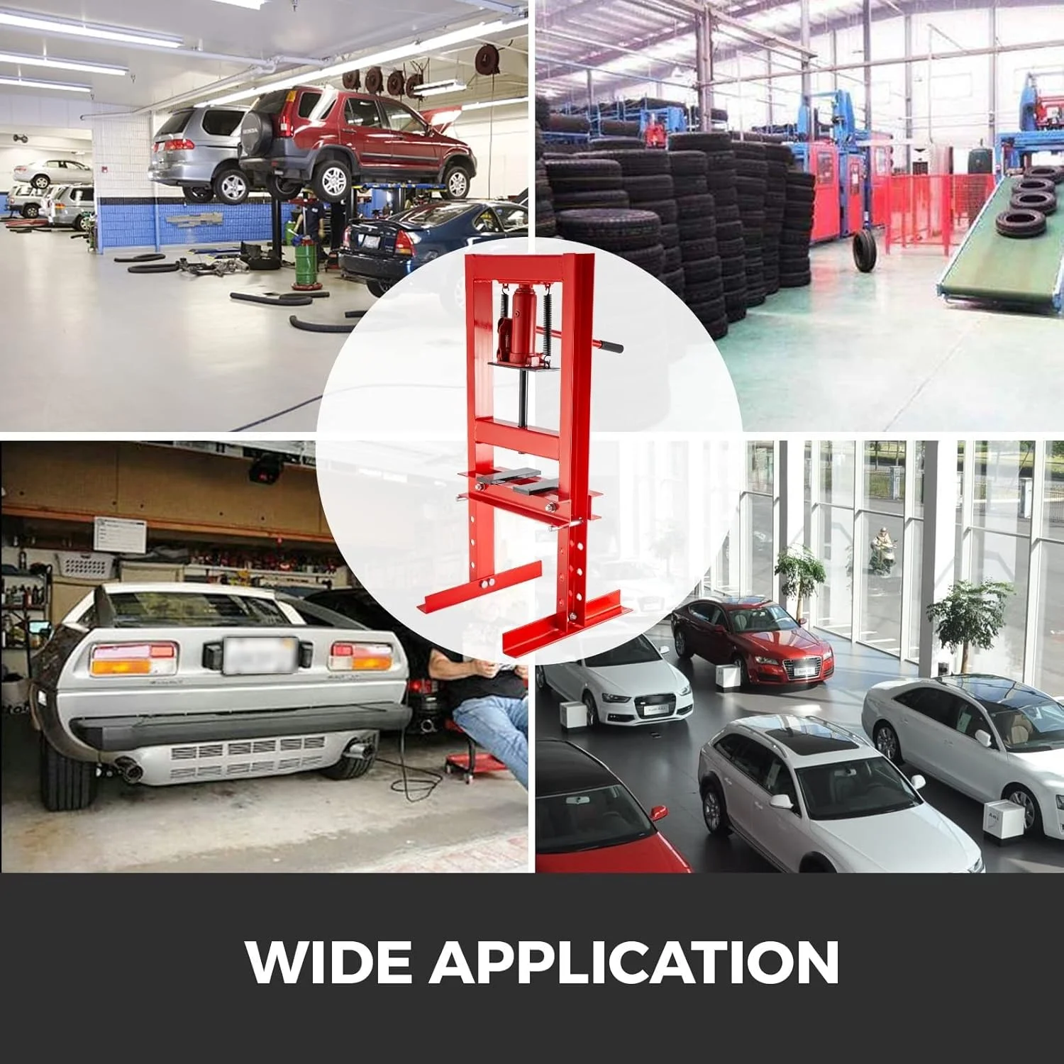 پرس هیدرولیک 6 تنی ERTUUYD برای کارگاه، پایه جک H-Frame قرمز 6000 کیلوگرمی با صفحات فولادی سنگین برای گاراژ یا کارگاه و موارد دیگر