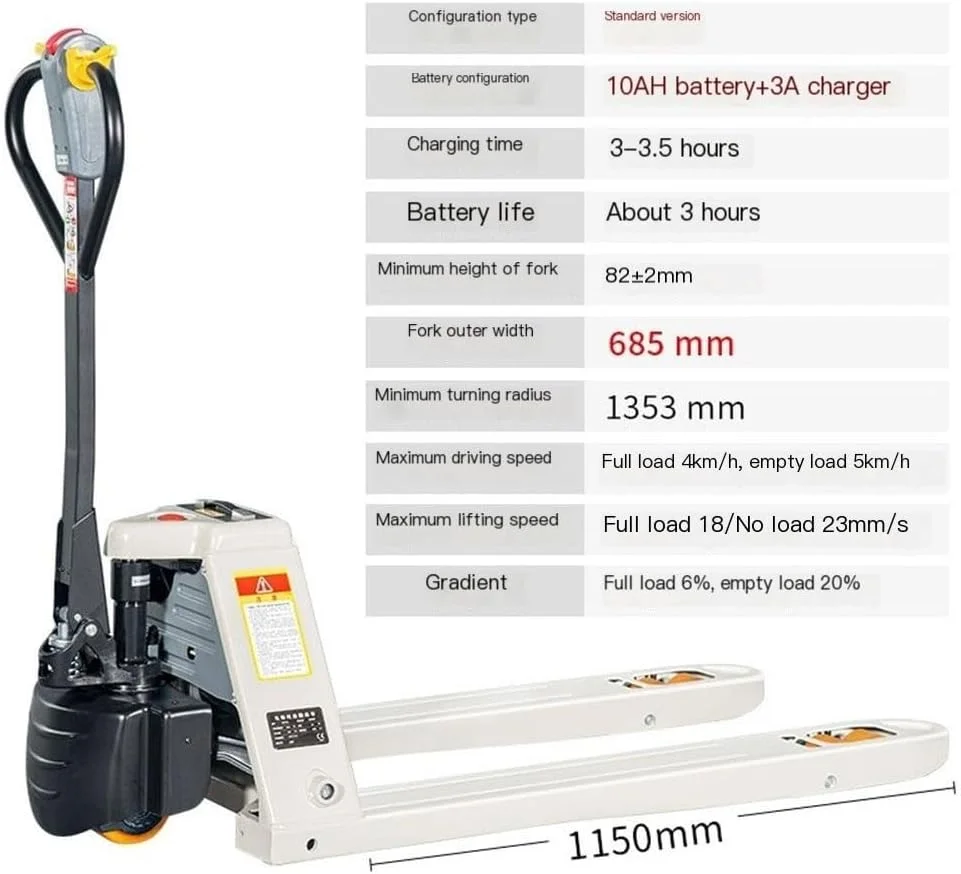 جک پالت برقی 1500 کیلوگرمی، ابزار جابجایی و بالابر انبار، لیفتراک پالت (68.5 سانتی متر)