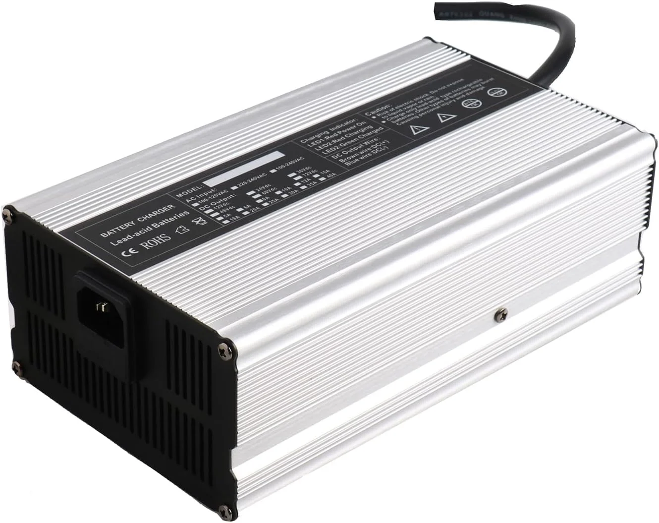 شارژر باتری اسیدی سربی 48 ولت 15 آمپر 900 وات با گزینه های خروجی متعدد برای لیفتراک، جک پالت، اسکرابر و گلف کارت