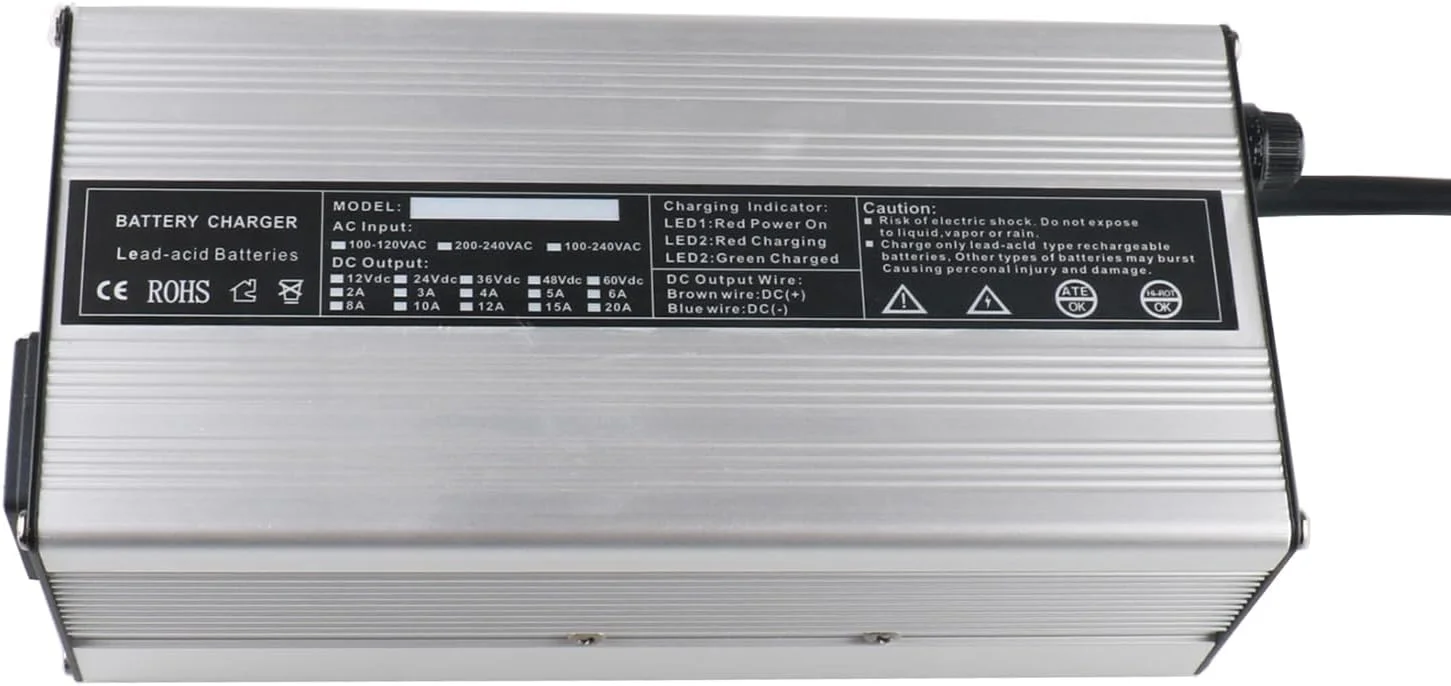 شارژر باتری لیفتراک عمومی 12V/24V/36V/48V/60V/72V برای جک پالت برقی، لیفتراک، اسکرابر کف، گلف کارت