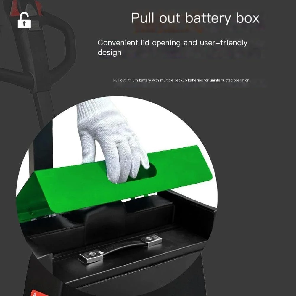 جک پالت برقی GLigeT با دسته چند منظوره. جک پالت لیتیومی با ظرفیت 1500 کیلوگرم و باتری لیتیومی (55 سانتی متر)