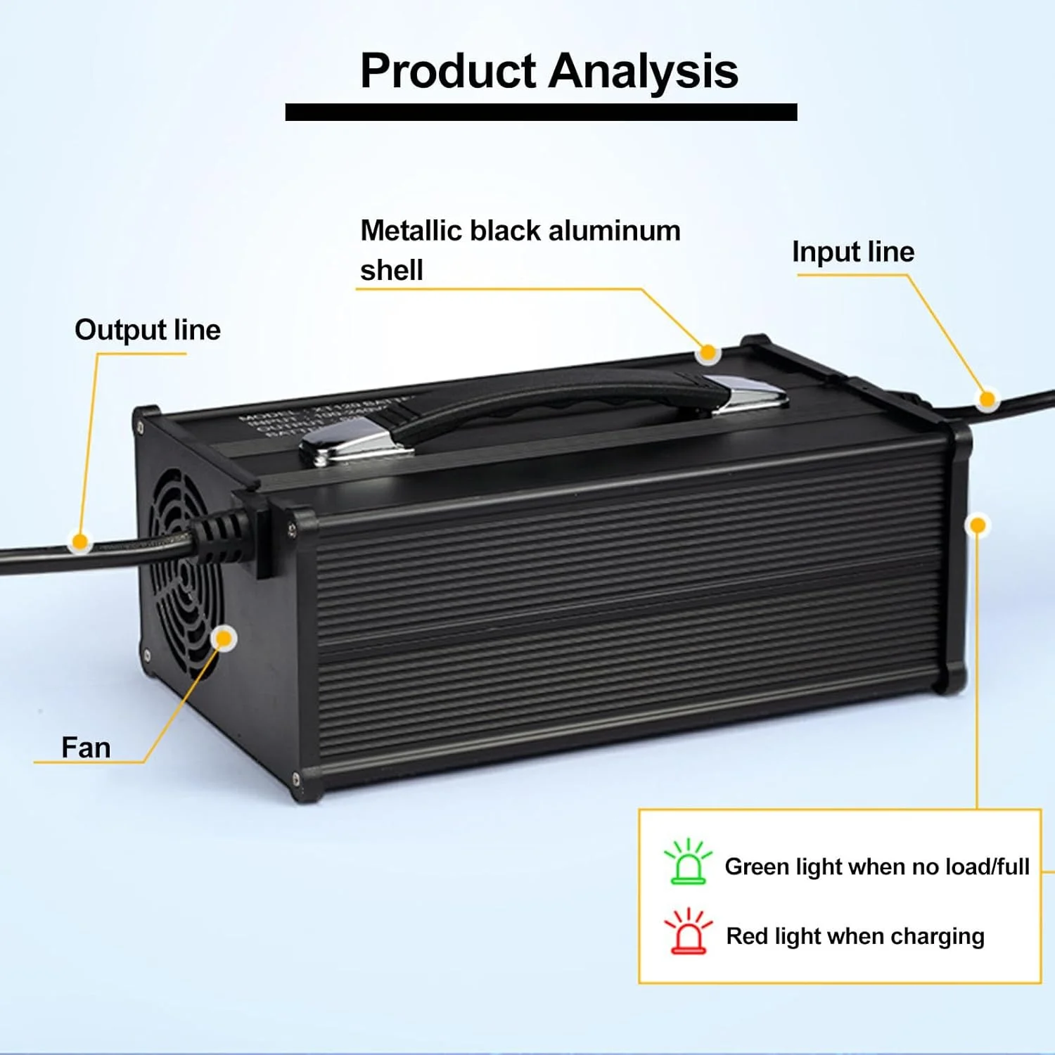 شارژر باتری لیفتراک 1200 واتی 12 ولت/24 ولت/36 ولت/48 ولت/60 ولت/72 ولت برای باتری های اسیدی سربی لیفتراک برقی، جک پالت، کف شوی