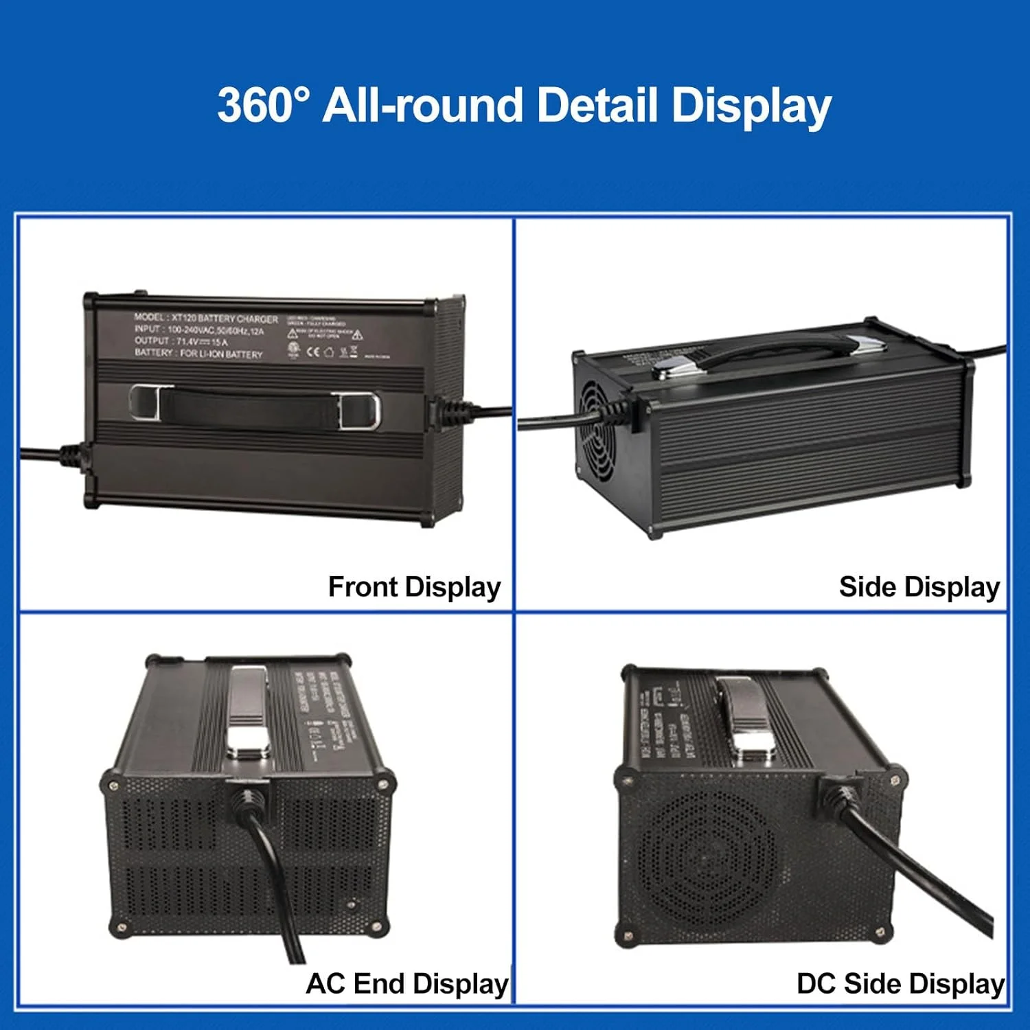 شارژر باتری لیفتراک 1200 واتی 12 ولت/24 ولت/36 ولت/48 ولت/60 ولت/72 ولت برای باتری های اسیدی سربی لیفتراک برقی، جک پالت، کف شوی