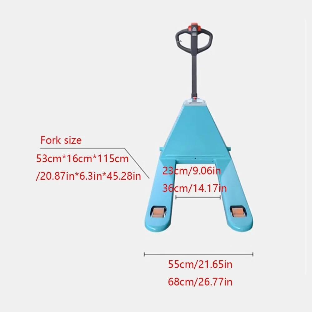جک پالت برقی huanglyc-232، جک پالت سنگین با ظرفیت 1500 کیلوگرم، جک بالابر چنگالی لیتیومی برای فضاهای باریک (68 سانتی متر)