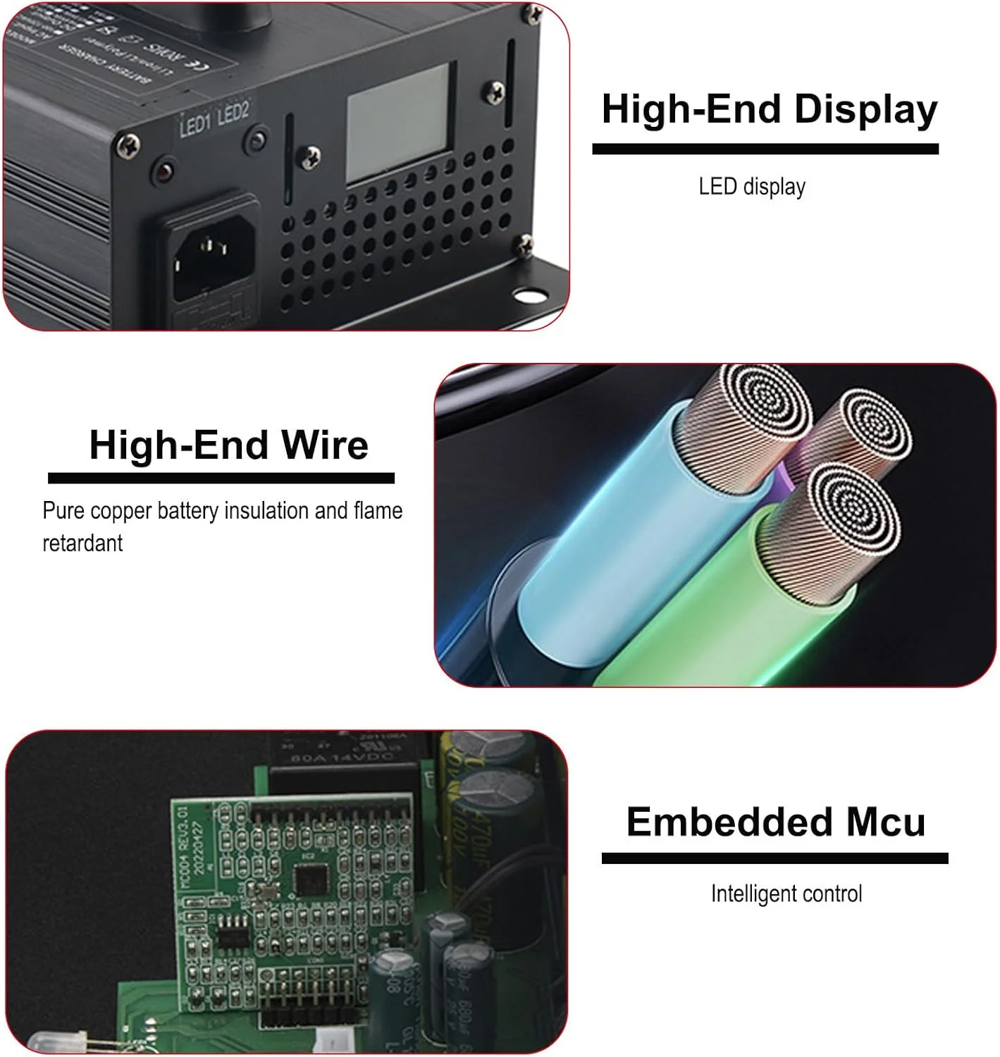 شارژر باتری ۷۲ ولت ۱۲ آمپر ۱۲۰۰ وات با توان بالا برای باتری های اسیدی سربی، شارژر باتری لیفتراک با نمایشگر LCD و شارژ قطره ای برای جک پالت، لیفتراک برقی و گلف کارت