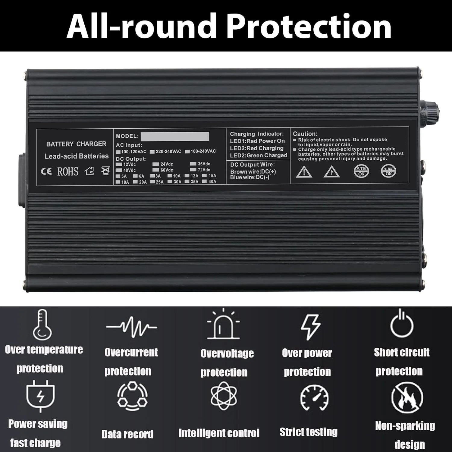 شارژر باتری اسیدی سربی 60 ولت 12 آمپر Lzyjckz 900 وات با گزینه های خروجی چندگانه مناسب برای لیفتراک/اسکرابر/ماشین گلف/جک پالت