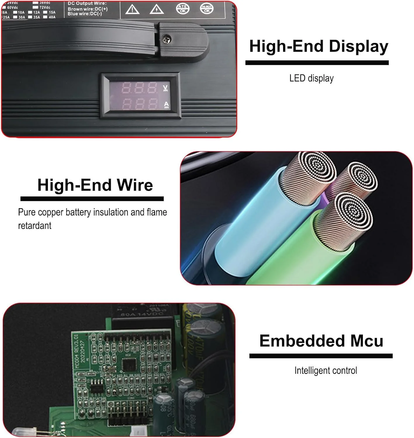 شارژر باتری لیفتراک Lzyjckz با ولتاژهای 12V/24V/36V/48V/60V/72V و توان 900 وات به همراه پلاگین Anderson مناسب برای لیفتراک برقی، جک پالت و کف شوی