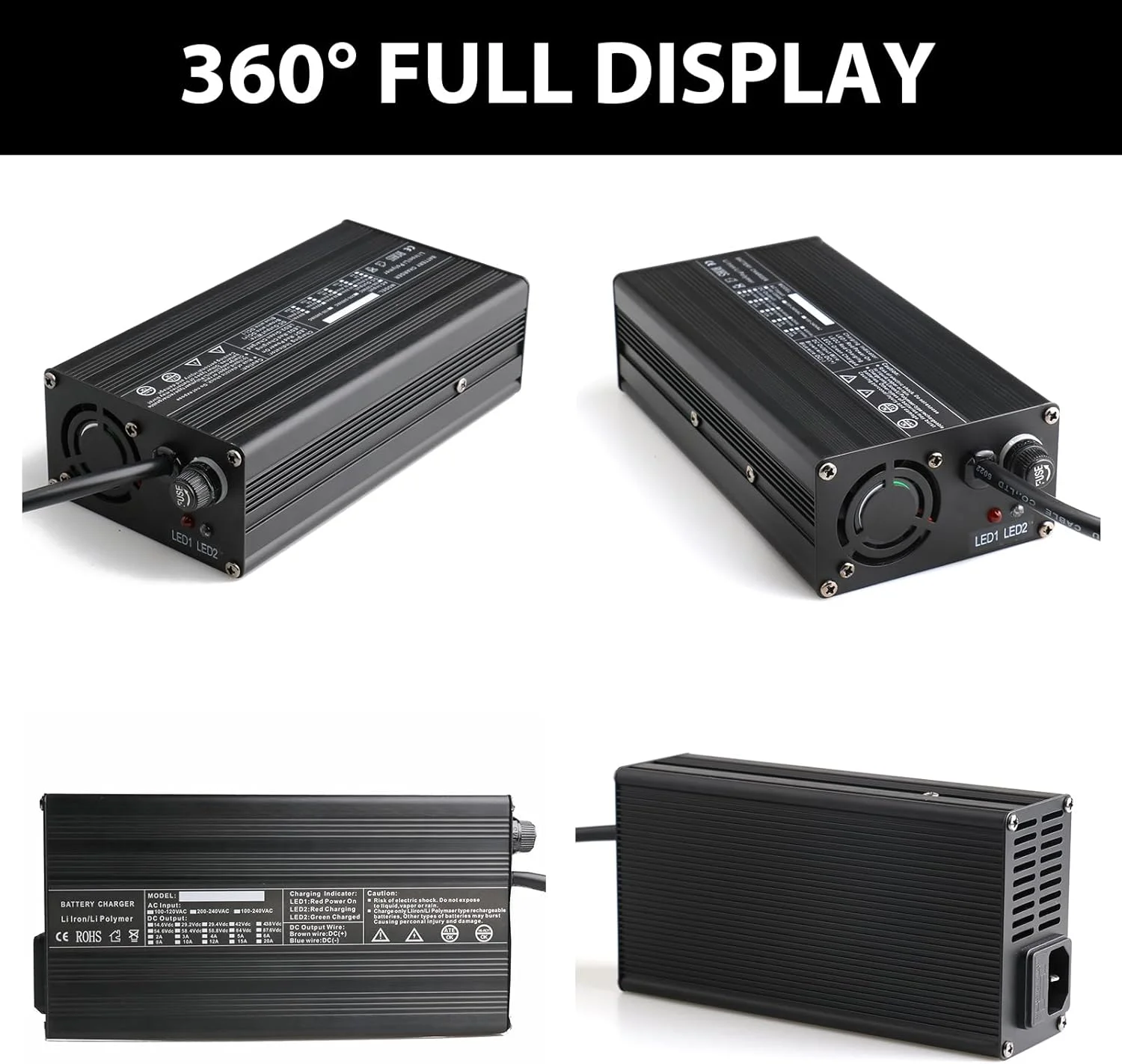 شارژر باتری اسیدی سربی 60 ولت 12 آمپر Lzyjckz 900 وات با گزینه های خروجی چندگانه مناسب برای لیفتراک/اسکرابر/ماشین گلف/جک پالت