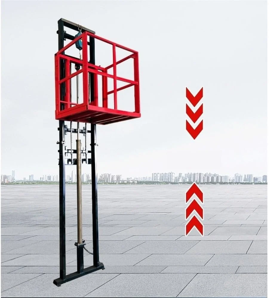 سکوی بالابر کوچک حمل مواد، انبار، اسکله، زیرزمین، آسانسور برقی ساده مجهز به میله راهنما برای جک پالت