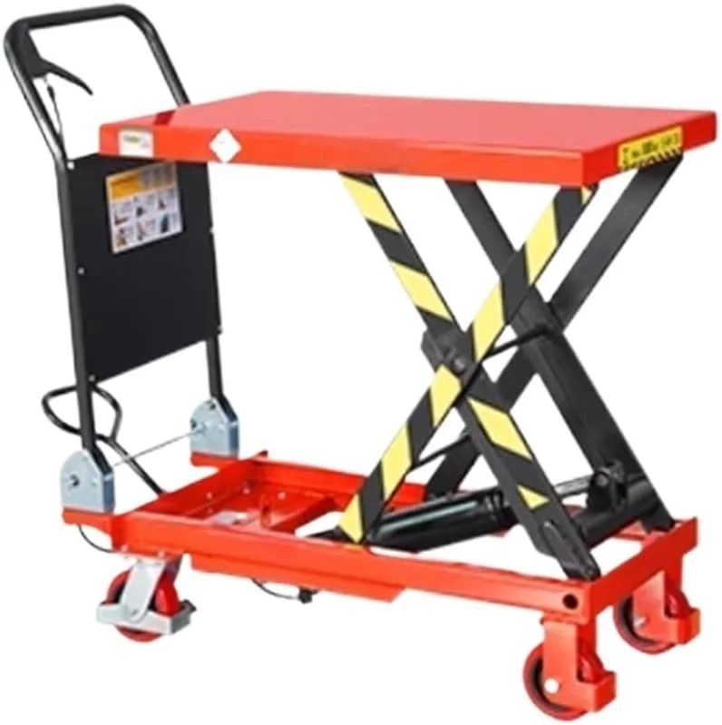 چرخ دستی حمل مواد، بالابر هیدرولیک متحرک کوچک با سکوی تخت چرخ دستی حمل مواد، بالابر هیدرولیک متحرک کوچک با سکوی تخت