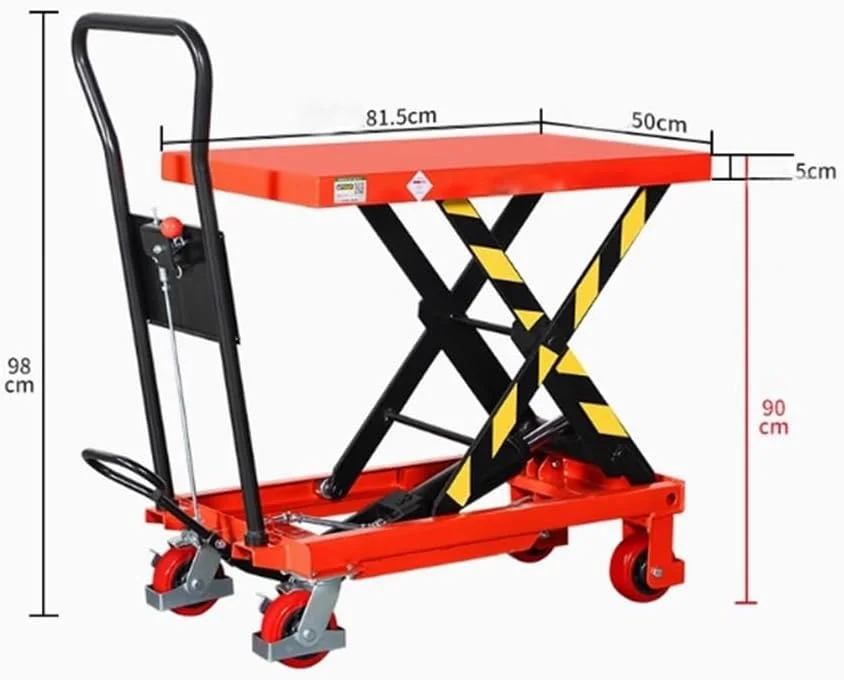 چرخ دستی حمل بار، سکوی بالابر کوچک متحرک، چرخ دستی تخت قیچی نوع بالابر هیدرولیک دستی