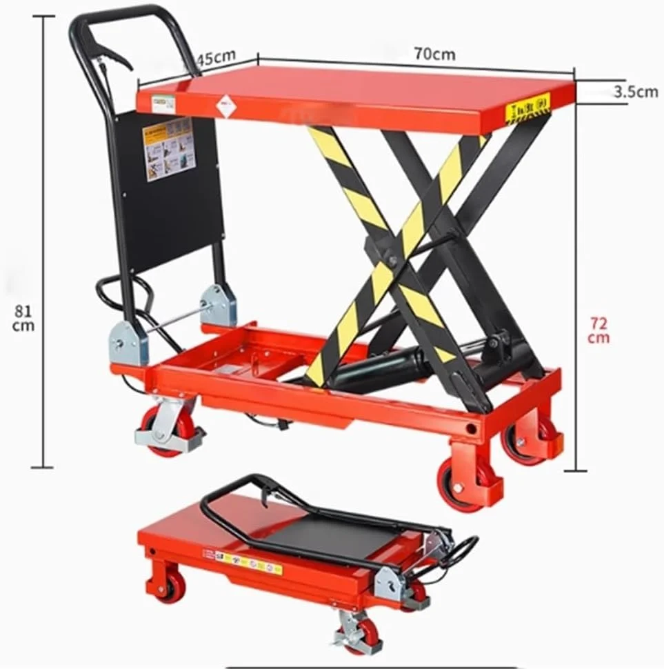چرخ دستی حمل مواد، بالابر هیدرولیک متحرک کوچک با سکوی تخت