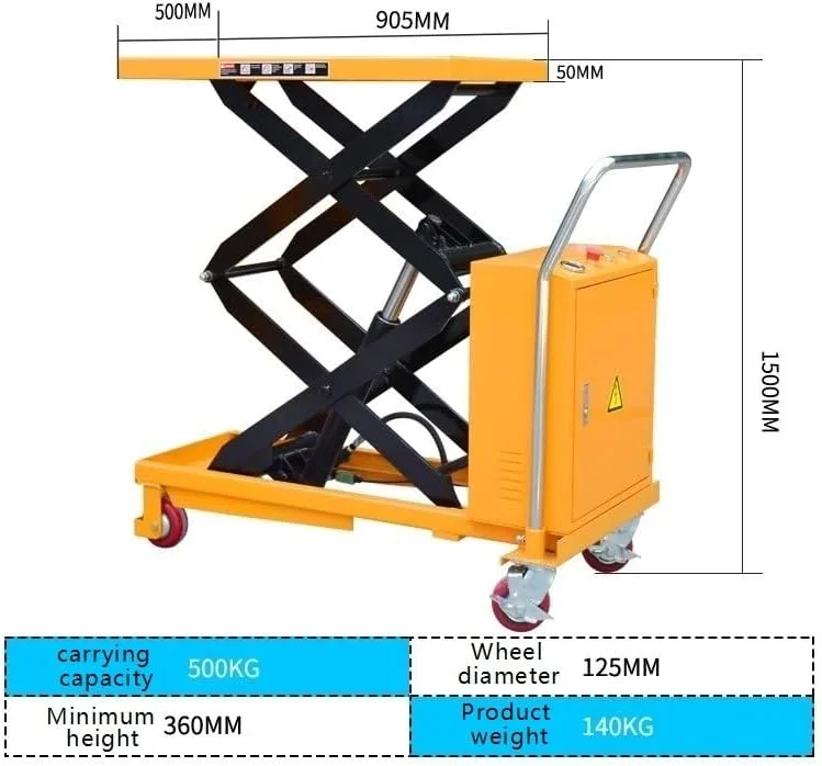 حمل مواد، حداکثر ظرفیت بارگیری 500 کیلوگرم، سکوی بالابر هیدرولیک برقی، کامیون تخت کوچک متحرک به طول 1.5 متر، وسیله نقلیه بالابر و جابجایی پالت حمل مواد، حداکثر ظرفیت بارگیری 500 کیلوگرم، سکوی بالابر هیدرولیک برقی، کامیون تخت کوچک متحرک به طول 1.5 متر، وسیله نقلیه بالابر و جابجایی پالت