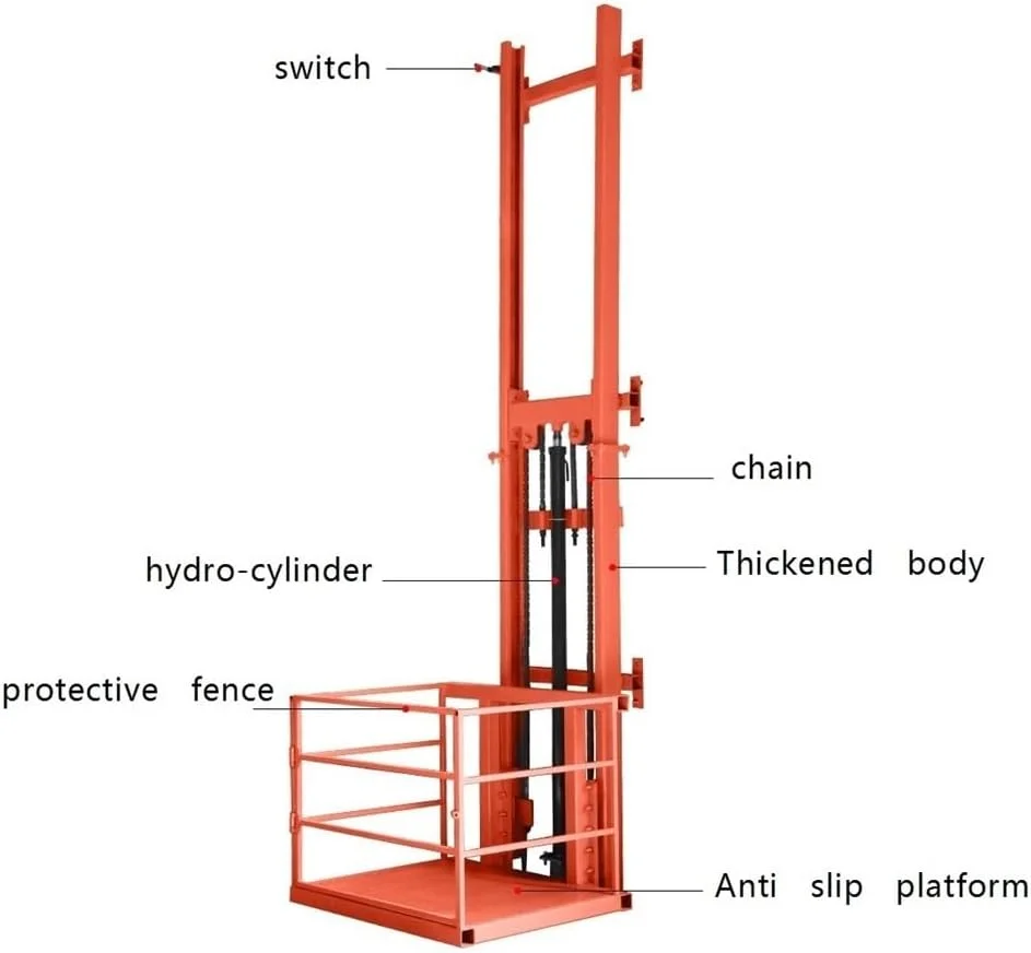 حمل مواد، حداکثر ظرفیت بارگیری 1000 کیلوگرم، بالابر خانگی، سکوی بالابر هیدرولیک کوچک، بالابر انبار ساده