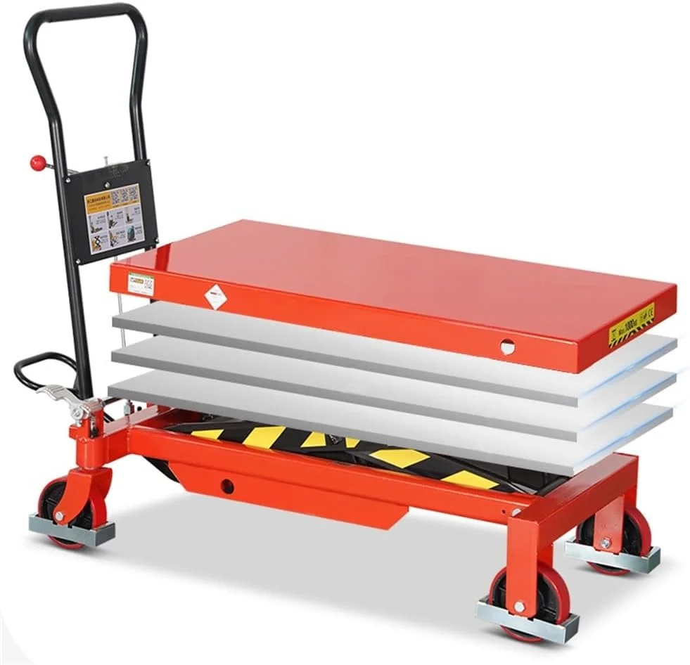 چرخ دستی حمل مواد، سکوی بالابر هیدرولیک دستی، بالابر کوچک متحرک، چرخ دستی تخت قیچی دار (کوچک)