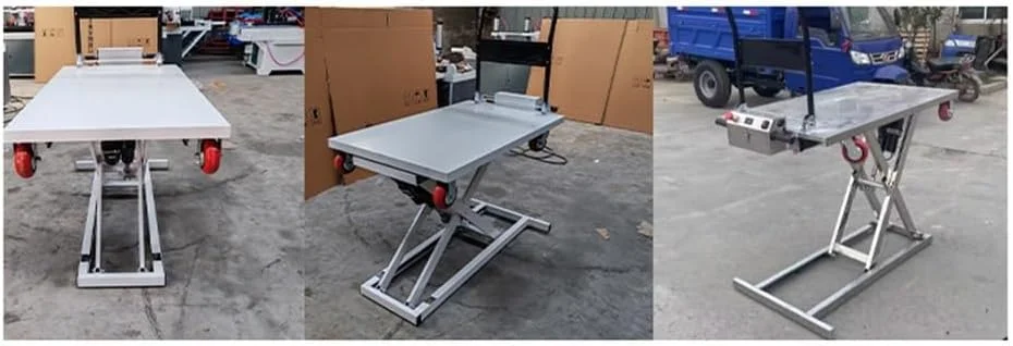 سکوی بالابر هیدرولیک برقی جابجایی مواد برای انتقال کالا با استفاده از کامیون تخت کوچک قابل حمل قیچی جک پالت