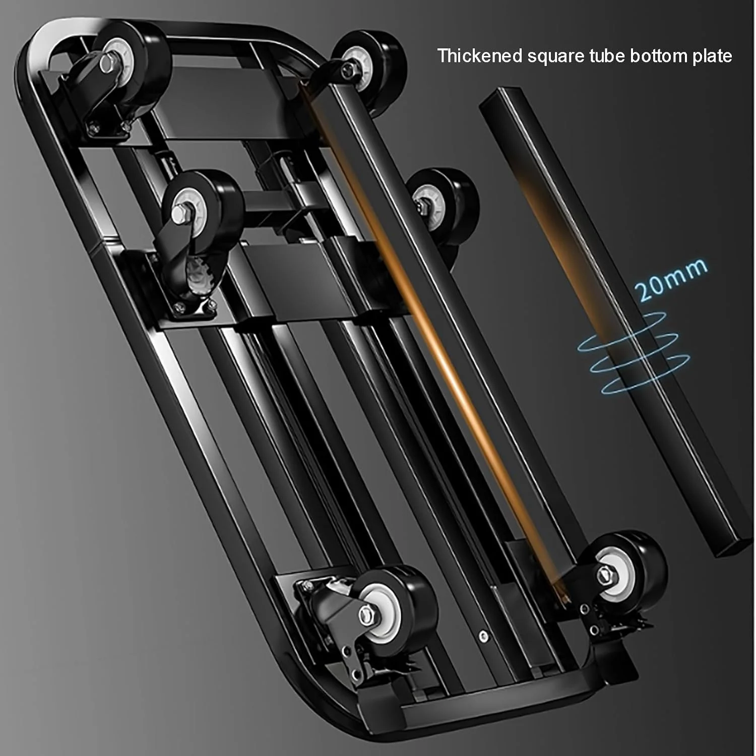 چرخ دستی حمل بار سنگین، چرخ دستی چند منظوره، چرخ دستی تاشو برای انبار، کارگاه، گاراژ (خاکستری، 70x37x100 سانتی متر)