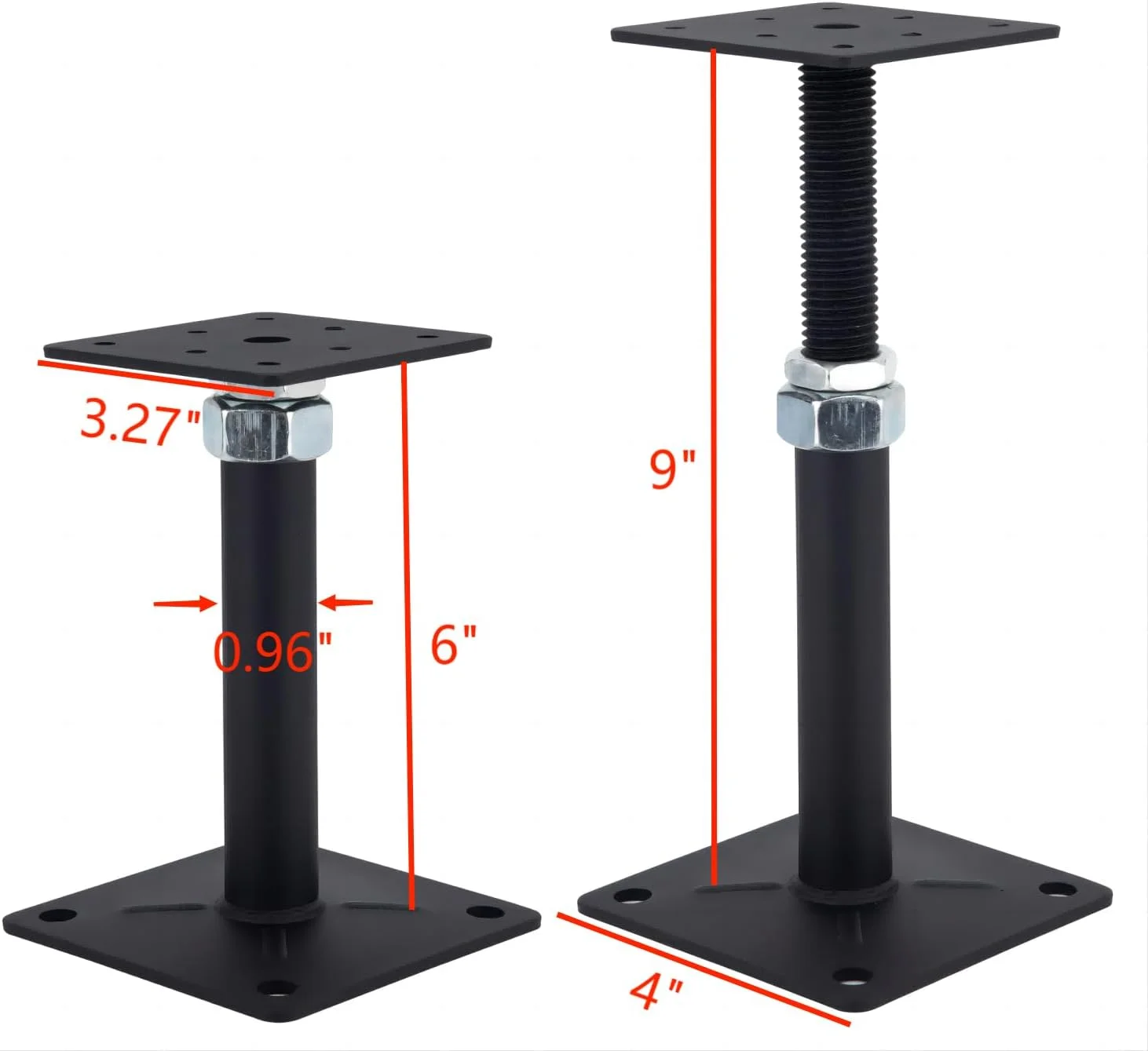 بسته 2 عددی پایه جک قابل تنظیم 6 تا 9 اینچ، مینی جک پیچی برای پشتیبانی موقت و تراز کردن