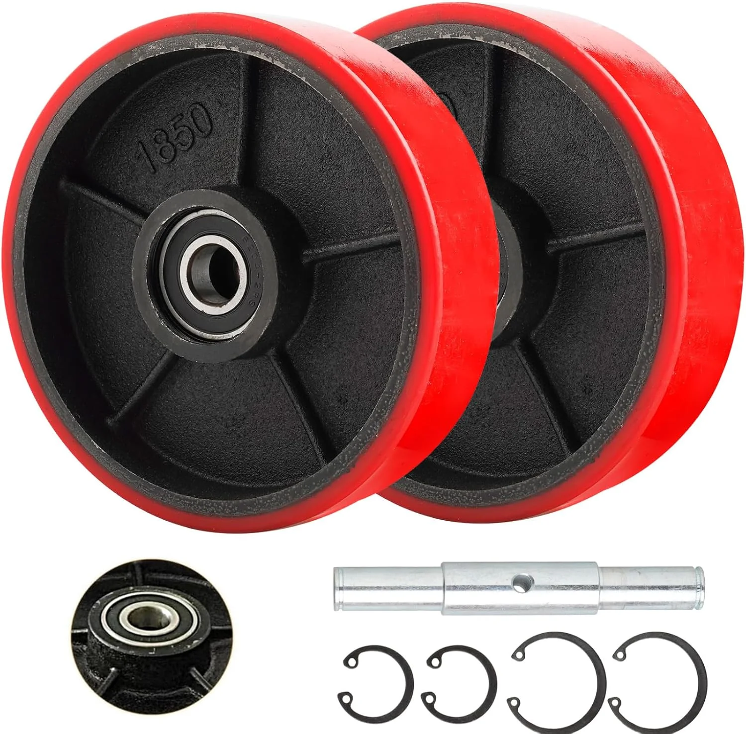 چرخ های جک پالت، چرخ های فرمان کامیون با بلبرینگ شناسه 20 میلی متر، جایگزینی چرخ کاستور لیفتراک 7 اینچ در 2 اینچ یک جفت چرخ های جک پالت، چرخ های فرمان کامیون با بلبرینگ شناسه 20 میلی متر، جایگزینی چرخ کاستور لیفتراک 7 اینچ در 2 اینچ یک جفت