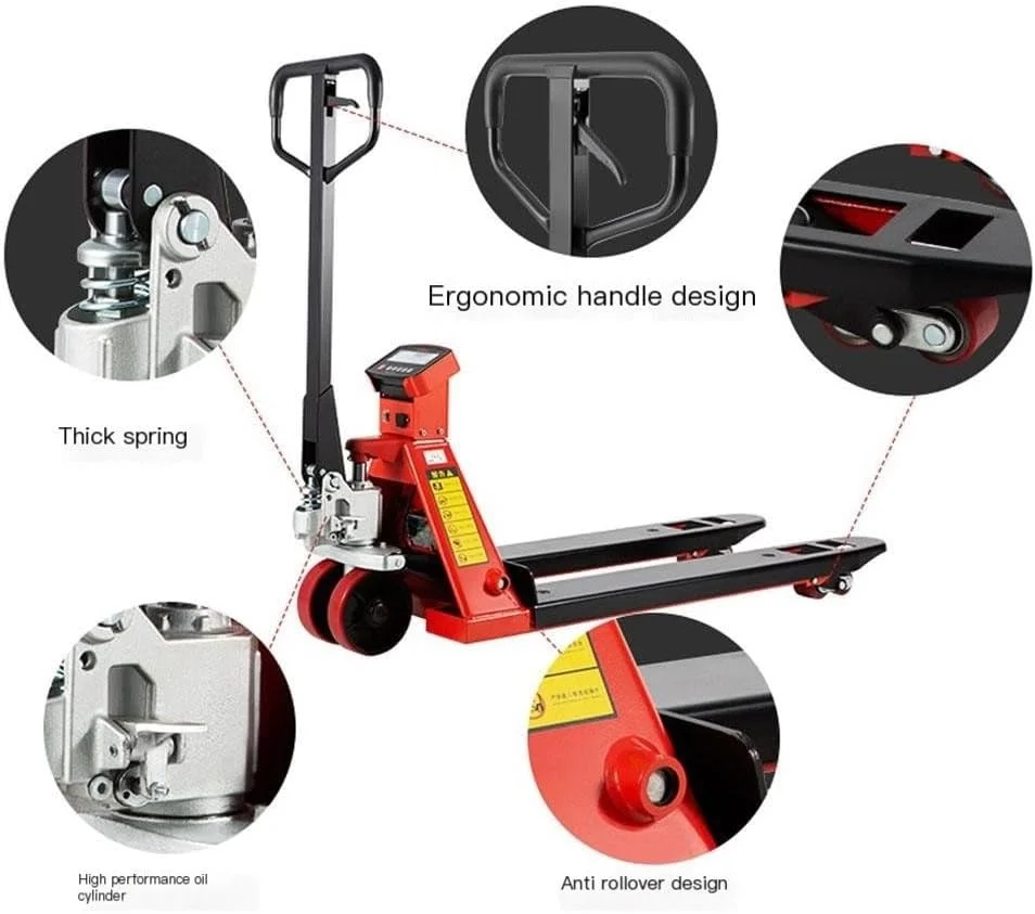 ترازو جک پالت، ظرفیت بالا 2000 کیلوگرم، دقت 0.5 کیلوگرم، اندازه شاخک 117 * 68 سانتیمتر، جک پالت سنگین