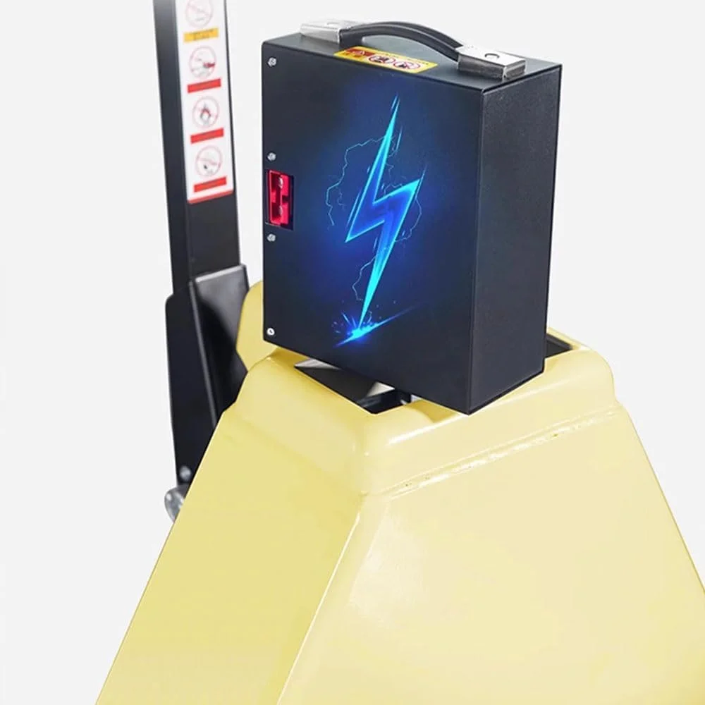 چرخ دستی پالت برقی با ظرفیت 2000 کیلوگرم، جک پالت لیتیومی، جک پالت تمام برقی برای جابجایی مواد، چرخ دستی سنگین روی چرخ (68.5 سانتی متر)