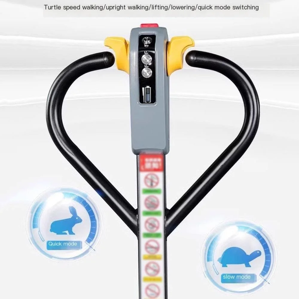 چرخ دستی پالت برقی با ظرفیت 2000 کیلوگرم، جک پالت لیتیومی، جک پالت تمام برقی برای جابجایی مواد، چرخ دستی سنگین روی چرخ (68.5 سانتی متر)