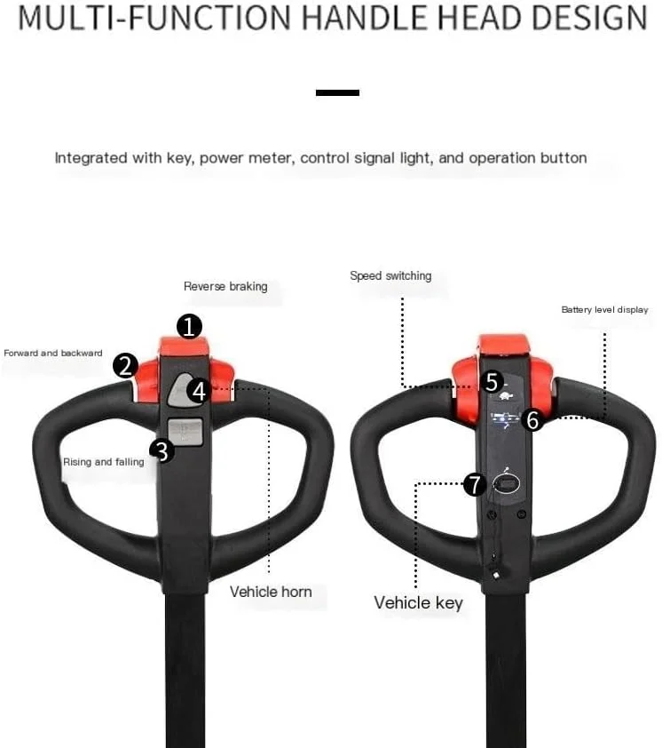 چرخ دستی پالت برقی کامل با ظرفیت 1500 کیلوگرم، جک پالت برقی لیتیومی برای جابجایی مواد، چرخ دستی سنگین روی چرخ (68 سانتی متر)