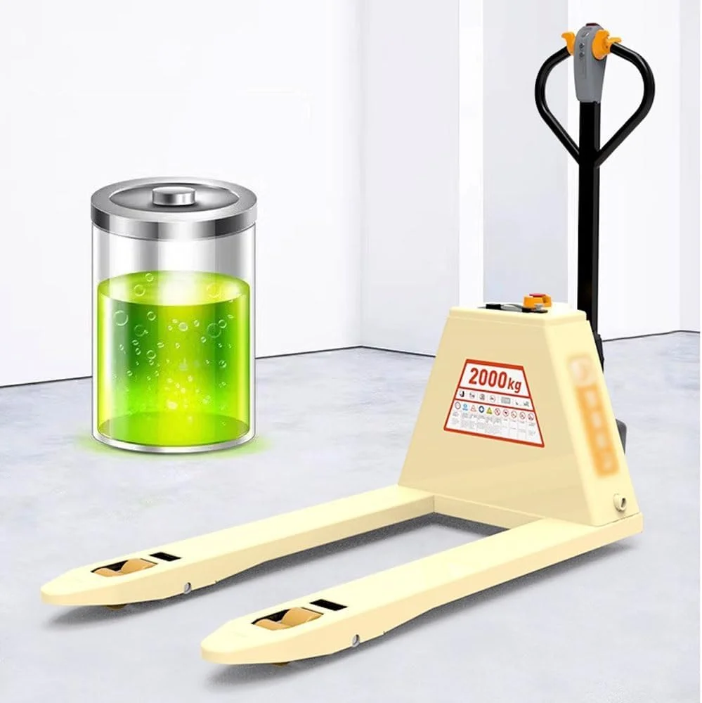 چرخ دستی پالت برقی با ظرفیت 2000 کیلوگرم، جک پالت لیتیومی، جک پالت تمام برقی برای جابجایی مواد، چرخ دستی سنگین روی چرخ (68.5 سانتی متر)