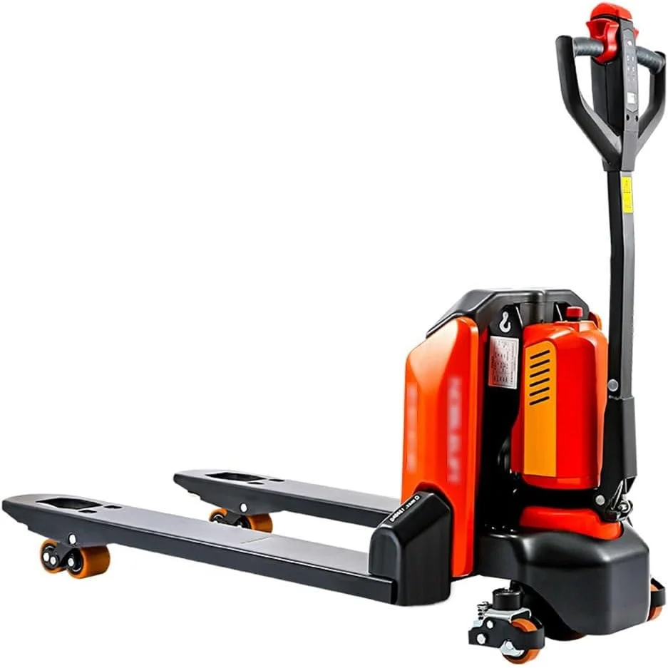 چرخ دستی سکویی جک پالت برقی کامل با ظرفیت 1500 کیلوگرم، اندازه چنگال 117 سانتی متر در 68.5 سانتی متر، کامیون های پالت برقی برای فضای باریک، جابجایی داخلی و بلند کردن چرخ دستی سنگین روی چرخ