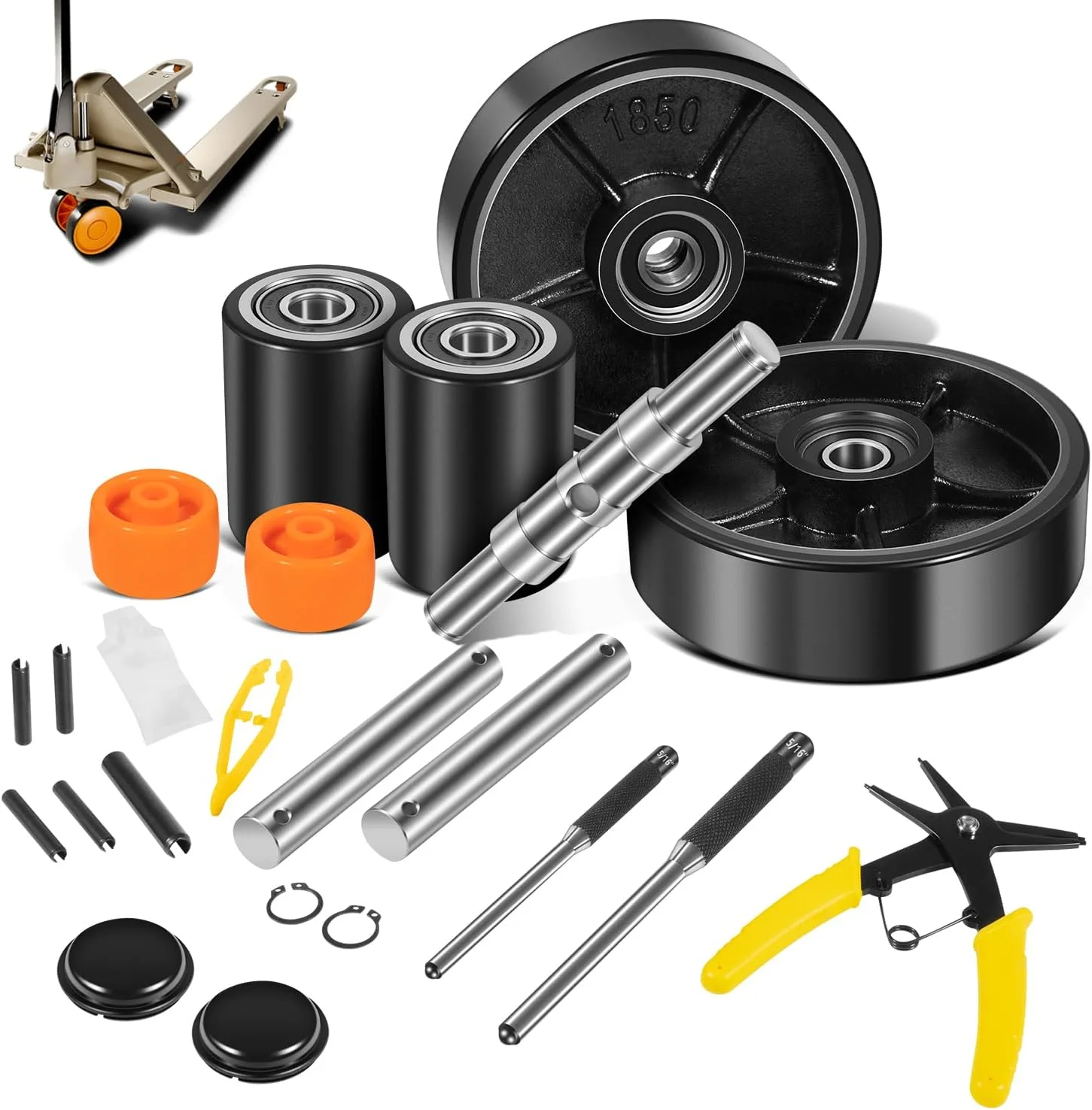 مجموعه کیت جایگزینی چرخ جک پالت دستی برای جک پالت دستی کرون مدل PTH50