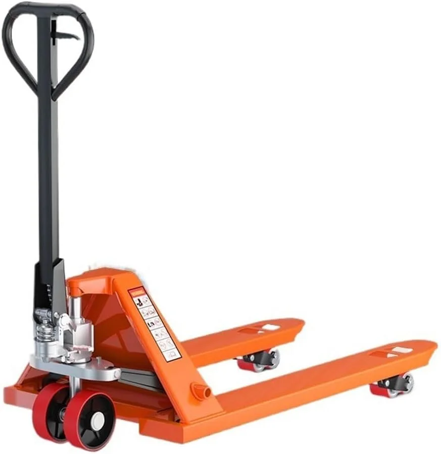 چرخ دستی حمل بار دستی هیدرولیک با ظرفیت 5000 کیلوگرم، جک پالت با چرخ های نایلونی، مناسب تخلیه بار و حمل پالت، چرخ دستی سنگین (55 سانتی متر)