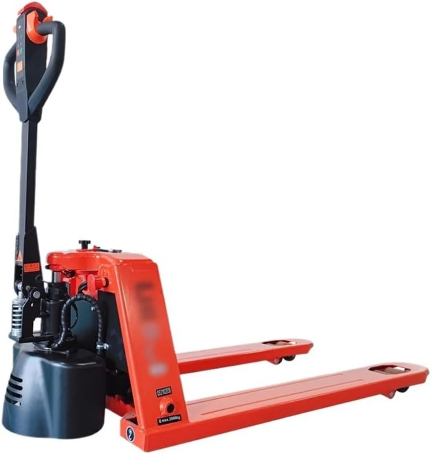 چرخ دستی پالت برقی کامل با ظرفیت 2000 کیلوگرم، جک پالت با کلید اضطراری، چرخ دستی پالت برای فضاهای باریک، چرخ دستی سنگین روی چرخ (68 سانتی متر)