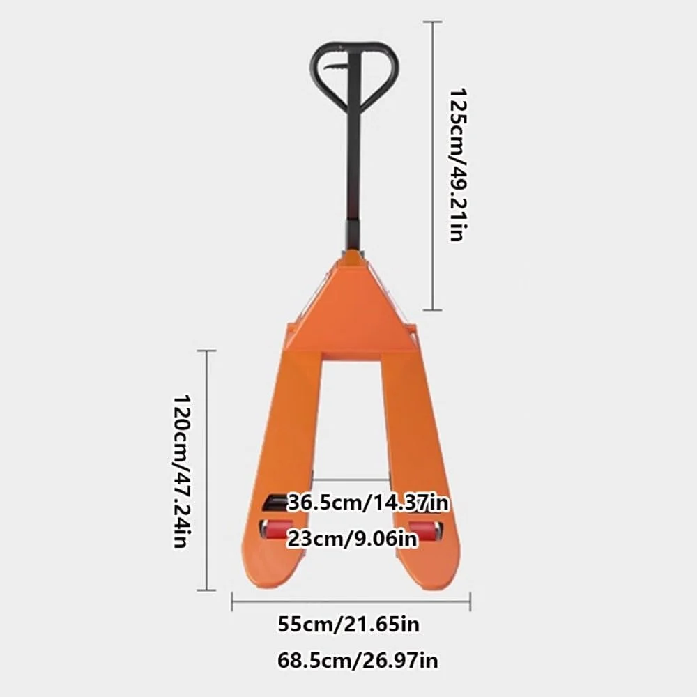 چرخ دستی حمل بار دستی هیدرولیک با ظرفیت 5000 کیلوگرم، جک پالت با چرخ های نایلونی، مناسب تخلیه بار و حمل پالت، چرخ دستی سنگین (55 سانتی متر)