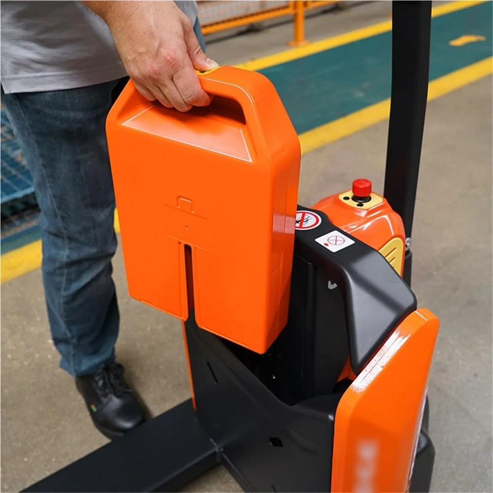 چرخ دستی پالت برقی کامل با ظرفیت 1500 کیلوگرم، باتری لیتیومی، نوع مینی، کامیون پالت پیاده روی، جک پالت برای فضای باریک، چرخ دستی سنگین روی چرخ (68.5 سانتی متر)