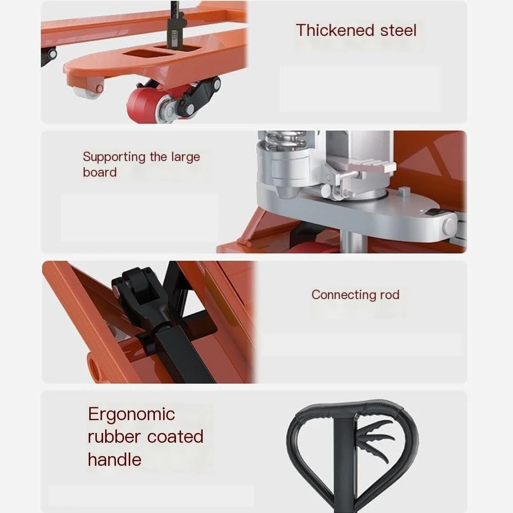 چرخ دستی حمل بار دستی هیدرولیک با ظرفیت 5000 کیلوگرم، جک پالت با چرخ های نایلونی، مناسب تخلیه بار و حمل پالت، چرخ دستی سنگین (55 سانتی متر)