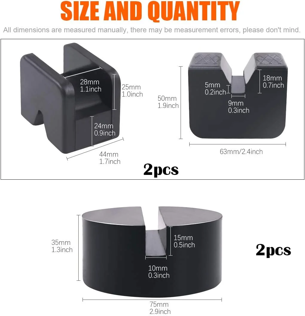 آداپتور پد جک زمینی Rustark بسته 4 عددی برای پایه جک 2-3 تنی، پدهای دیسکی جک لاستیکی سنگین جهانی، محافظ ریل فریم شکاف دار برای بلند کردن خودرو
