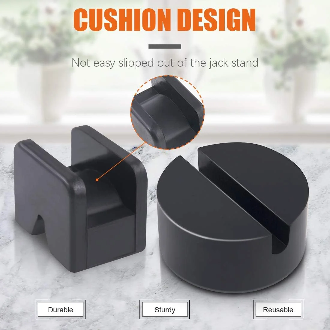 آداپتور پد جک زمینی Rustark بسته 4 عددی برای پایه جک 2-3 تنی، پدهای دیسکی جک لاستیکی سنگین جهانی، محافظ ریل فریم شکاف دار برای بلند کردن خودرو