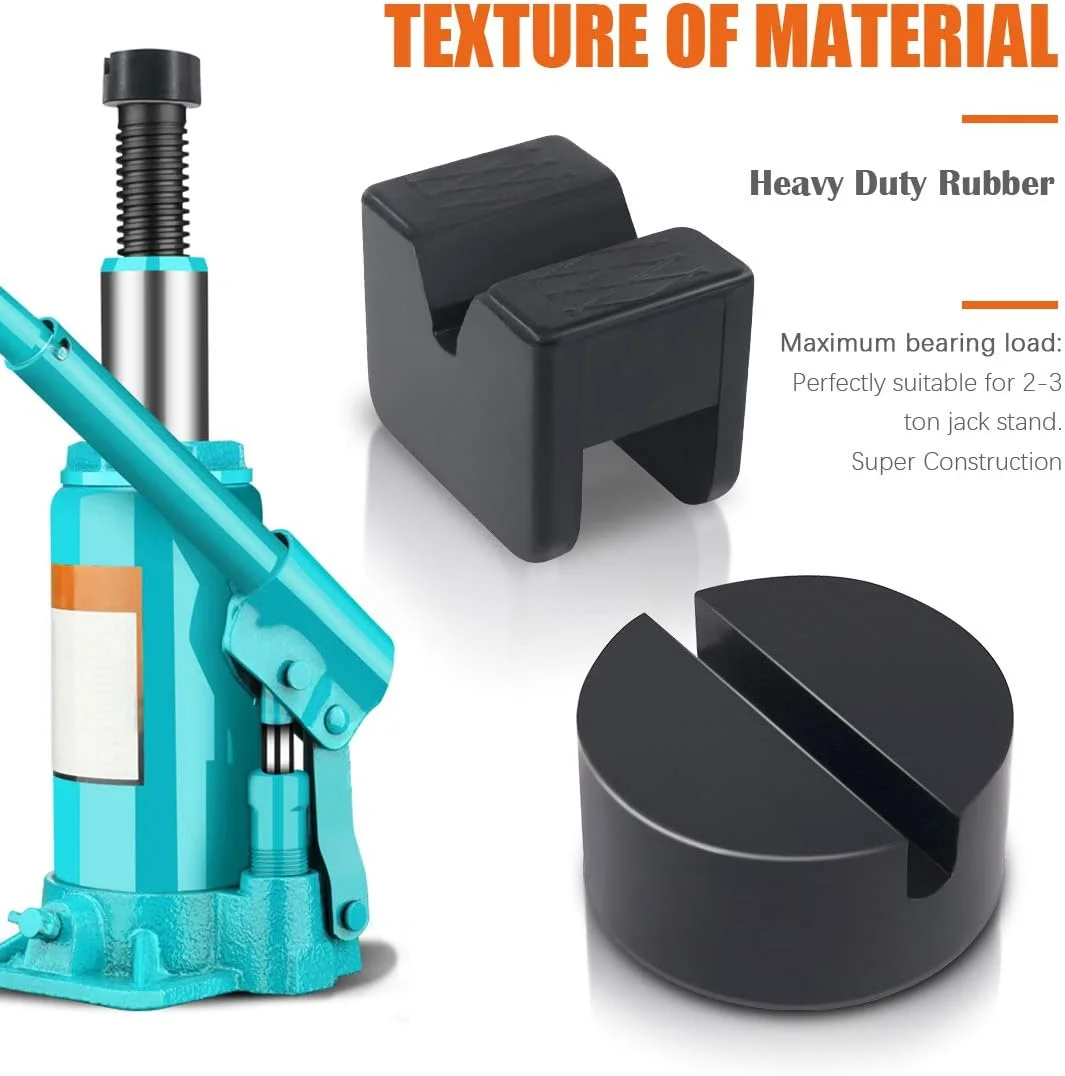 آداپتور پد جک زمینی Rustark بسته 4 عددی برای پایه جک 2-3 تنی، پدهای دیسکی جک لاستیکی سنگین جهانی، محافظ ریل فریم شکاف دار برای بلند کردن خودرو