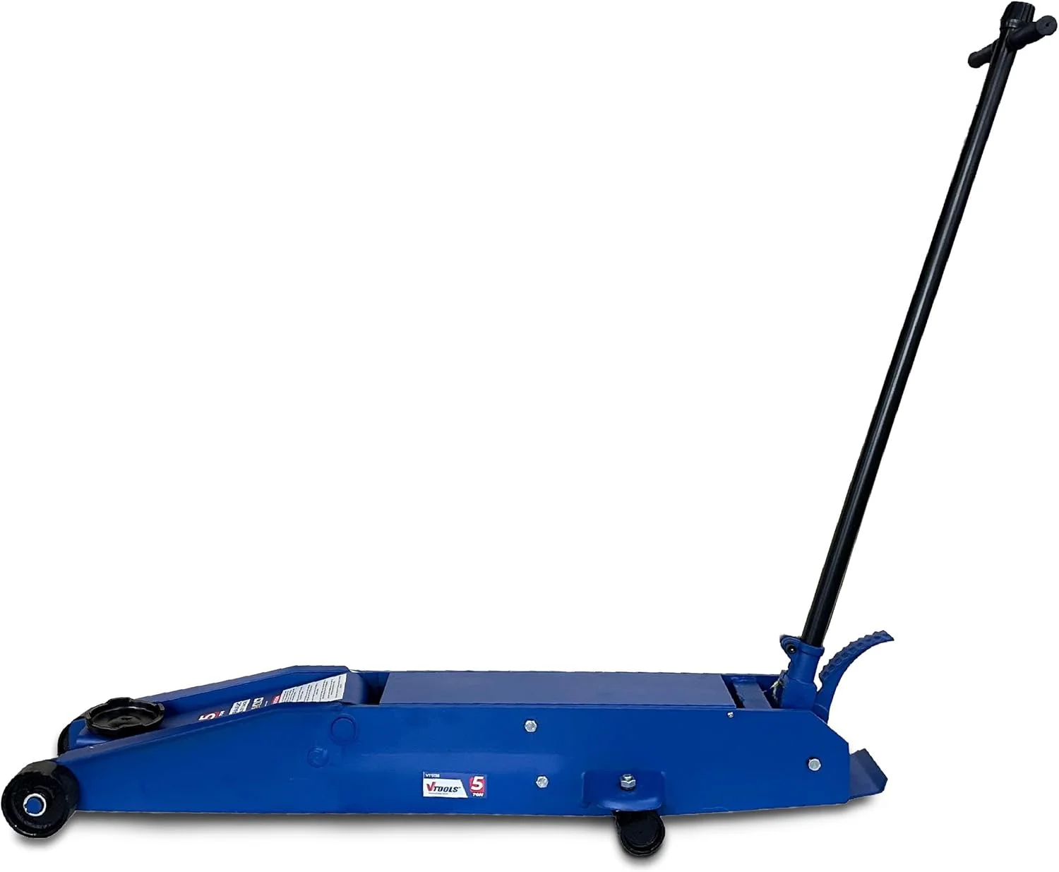 جک روغنی بلند 5 تنی VTOOLS، محدوده بالابری 150-600 میلی متر، ساختار فولادی سنگین، وزن 90 کیلوگرم، ابزار حرفه ای بالابر گاراژی برای خودروها و کامیون ها، آبی، VT5138