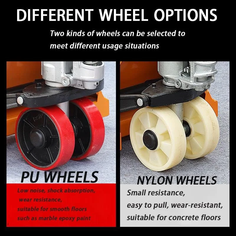 جک پالت دستی سانرایز، کامیون پالت دستی، چرخ دستی جک، 2 تن سنگین برای حمل و نقل مواد کارخانه انبار (2 تن، چرخ های PU، عرض چنگال 685 میلی متر)