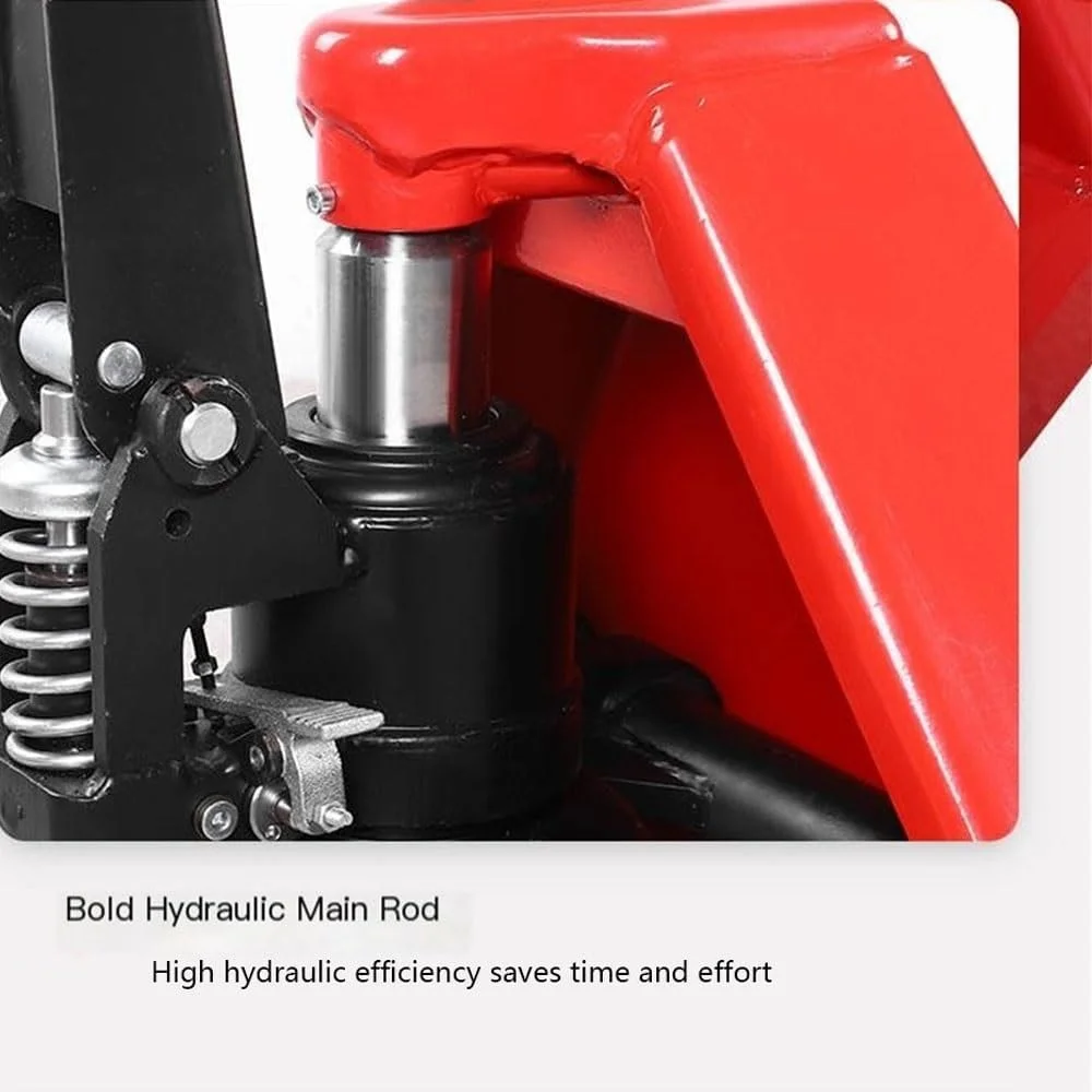 پالت تراک قابل تنظیم Xumh2024-3 با ظرفیت 10000 کیلوگرم، جک پالت دستی با چرخ، اندازه شاخک 1150mm*550mm مناسب برای جابجایی مواد