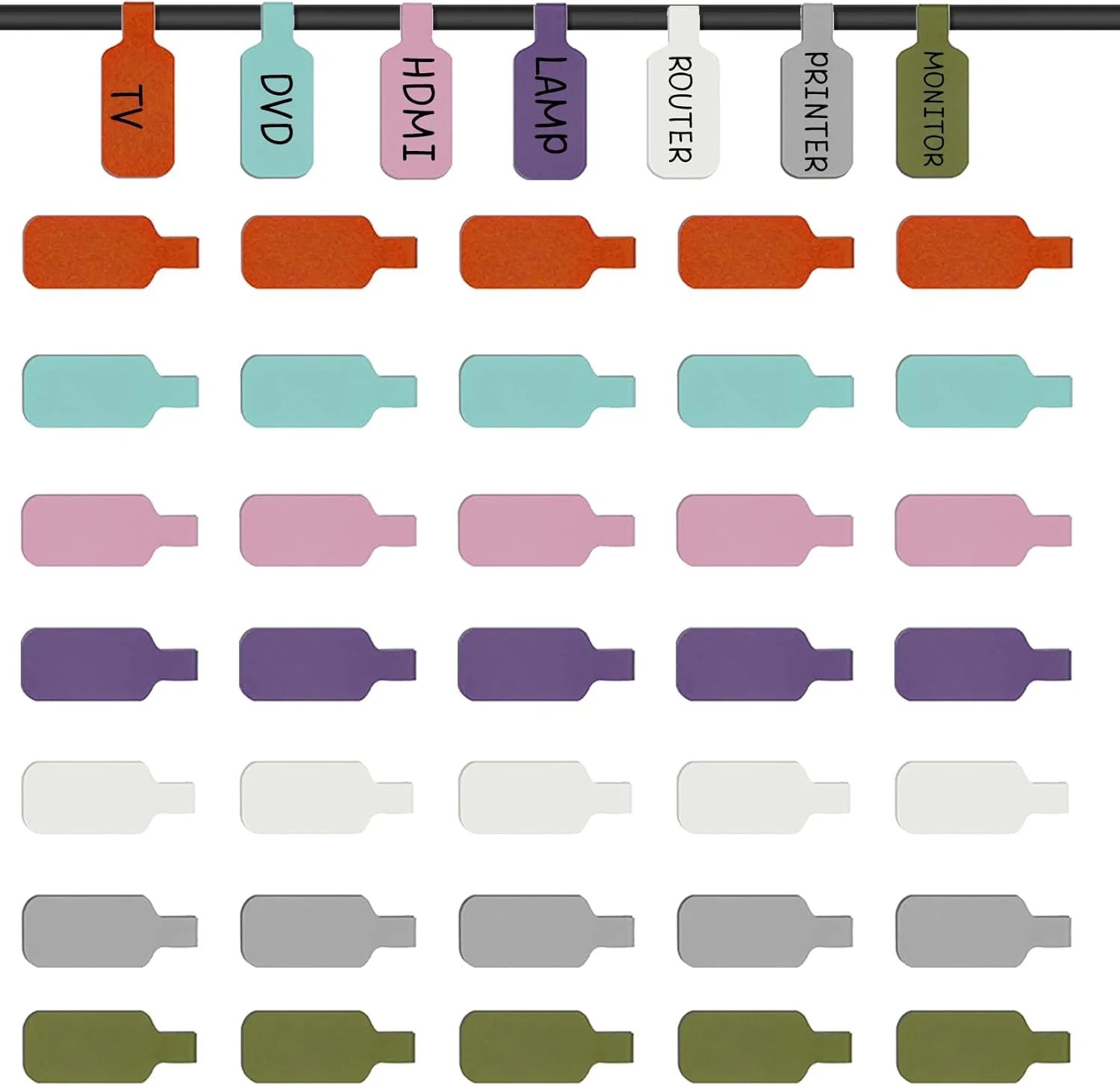 35 عدد برچسب کابل، برچسب های دست نویس چند رنگ، برچسب های قابل استفاده مجدد برای سازماندهی و شناسایی سیم ها