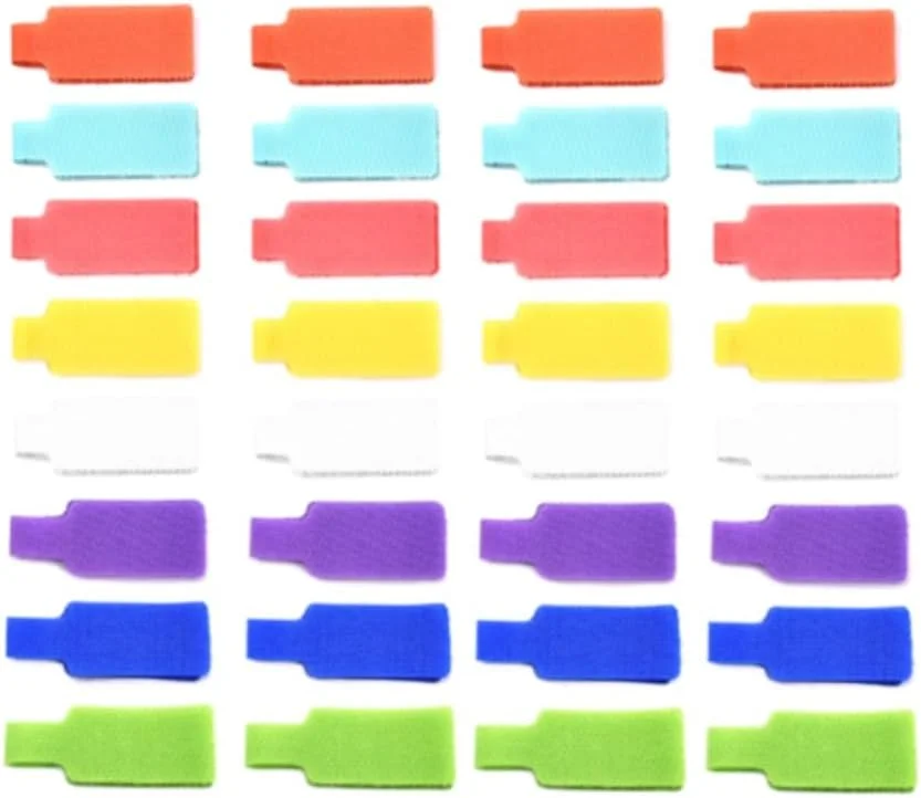 32 عدد برچسب کابل قلاب و حلقه، 8 رنگ برچسب سیم قابل نوشتن - برچسب های مدیریت سیم خود چسب قابل استفاده مجدد برای لوازم الکترونیکی (8 رنگ)