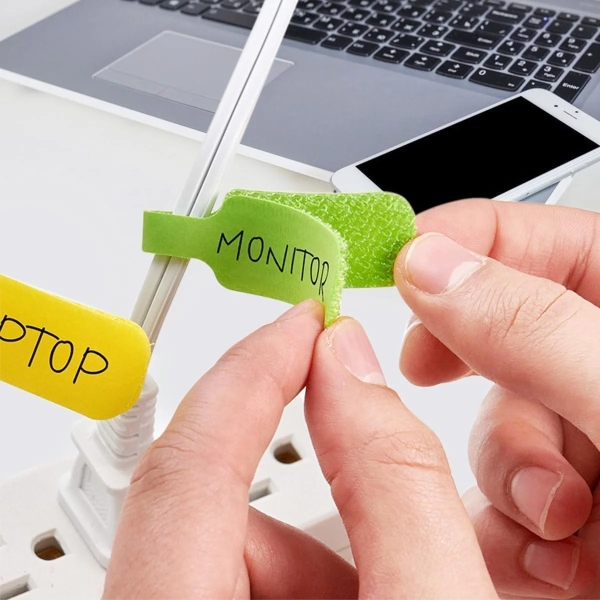 برچسب کابل - بسته 32 عددی برچسب سیم و کابل چند رنگ قابل نوشتن با بست قلاب و حلقه ای قابل استفاده مجدد برای مدیریت و شناسایی کابل (4.52 x 2.01 سانتی متر)