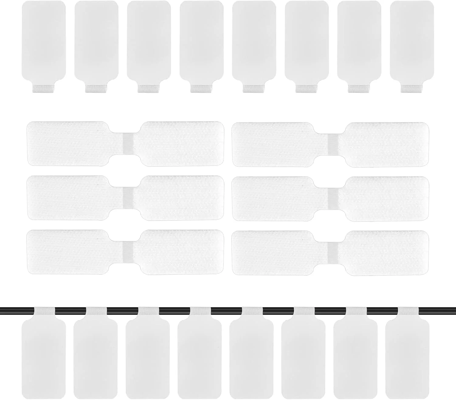 AIEX 60 عدد برچسب کابل شبکه قابل نوشتن و استفاده مجدد، برچسب کابل برق جایگزین برای مدیریت و شناسایی کابل (سفید)