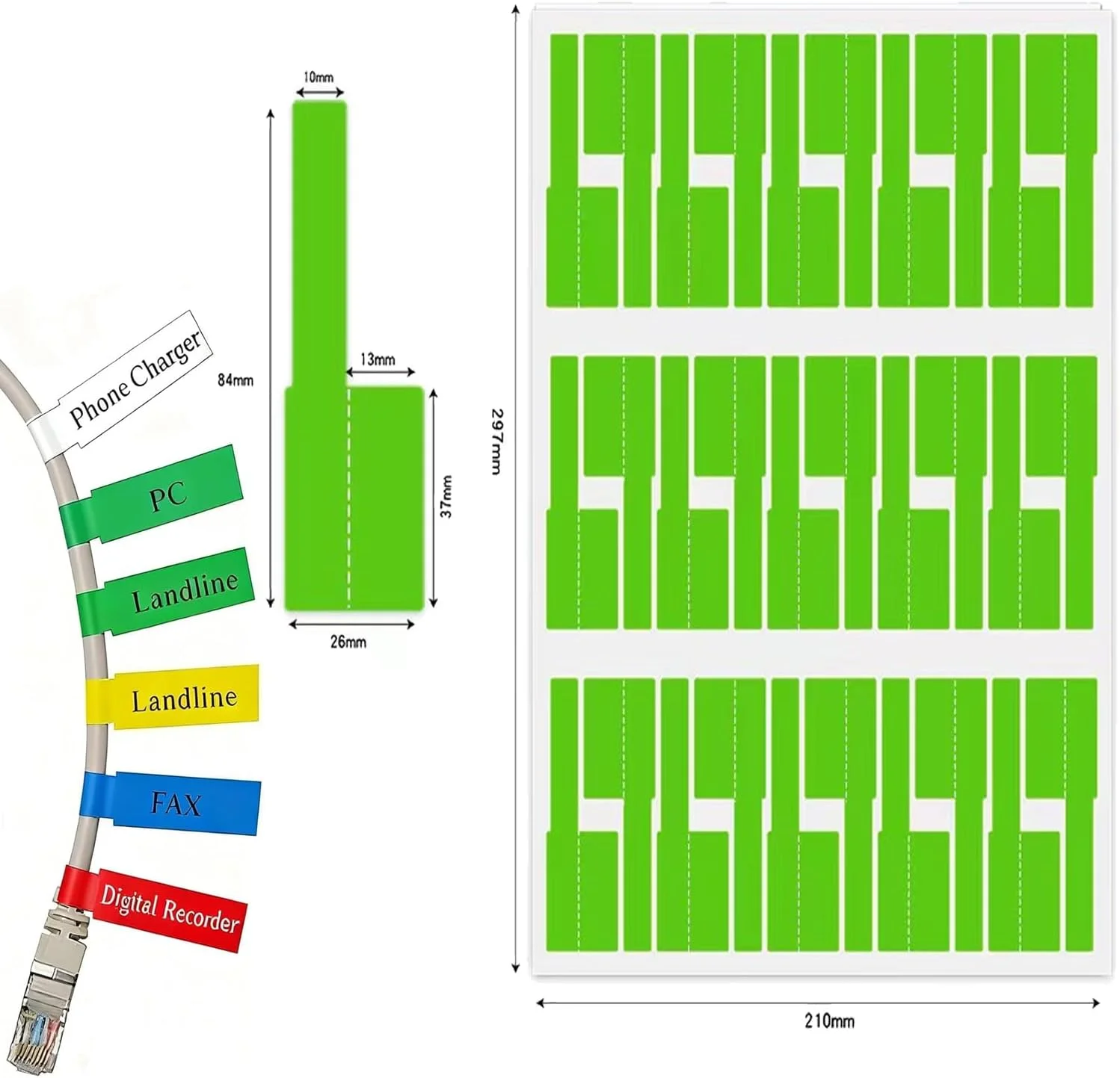 360 عدد برچسب کابل، برچسب کابل خود چسب، پشتیبانی از دست خط، ضد آب و مقاوم در برابر پارگی، نشانگر کابل برای مدیریت، شناسایی و سازماندهی کابل ها (6 رنگ)